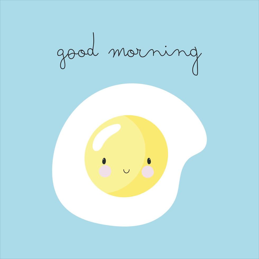 Cute fried eggs character. For kids stuff, card, posters, banners, children books, printing on the pack, printing on clothes, fabric, wallpaper, textile or dishes. vector