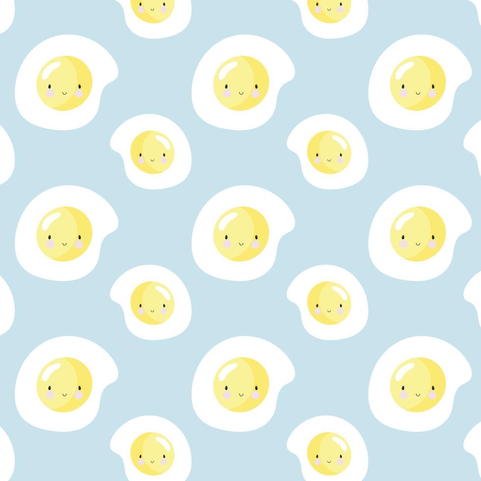 Vector seamless pattern with fried eggs. For greeting card, posters, banners, books, printing on the pack, printing on clothes, fabric, wallpaper.
