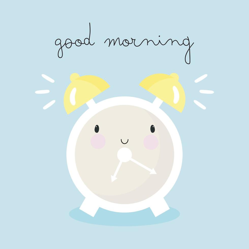 Cute alarm clock character. For kids stuff, card, posters, banners, children books, printing on the pack, printing on clothes, fabric, wallpaper, textile or dishes. vector