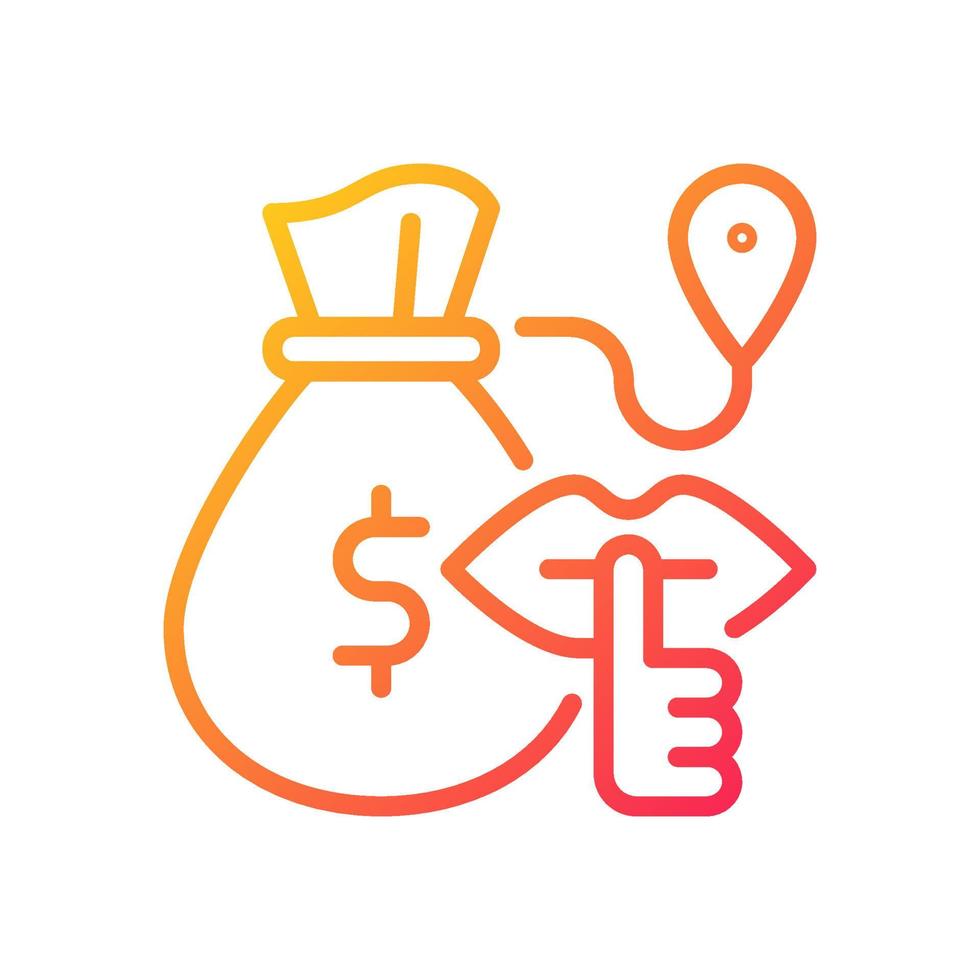 Bulk cash smuggling gradient linear vector icon. Illicit transportation of large sum of money. Financial fraud. Thin line color symbol. Modern style pictogram. Vector isolated outline drawing