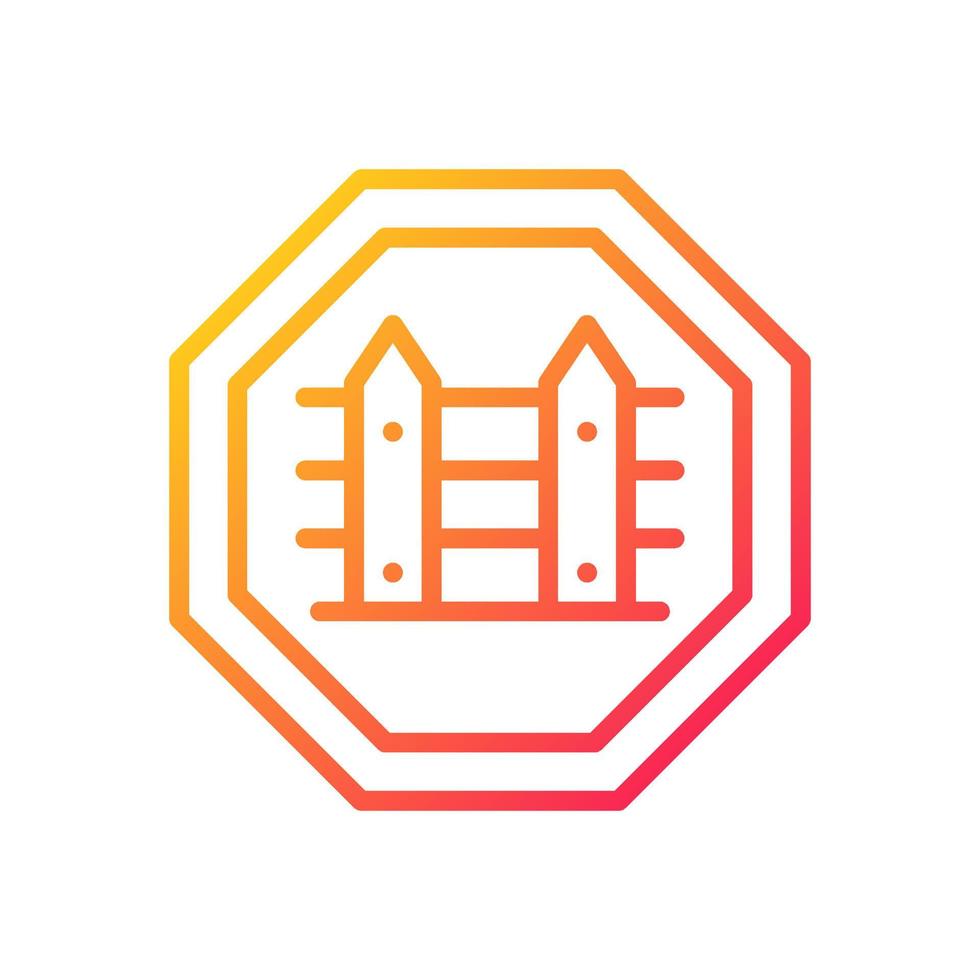 Country borders gradient linear vector icon. Homeland security. State barrier and fence. Crimes prevention. Thin line color symbol. Modern style pictogram. Vector isolated outline drawing