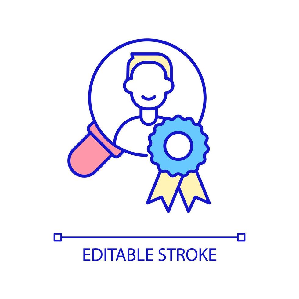 Searching talents RGB color icon. Hiring top specialist. Human resources. Recruitment and staffing. Isolated vector illustration. Simple filled line drawing. Editable stroke. Arial font used