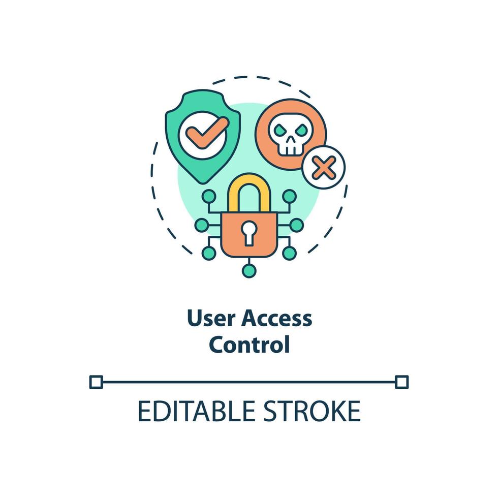 User access control concept icon. Sensitive information integrity abstract idea thin line illustration. Isolated outline drawing. Editable stroke. Roboto-Medium, Myriad Pro-Bold fonts used vector