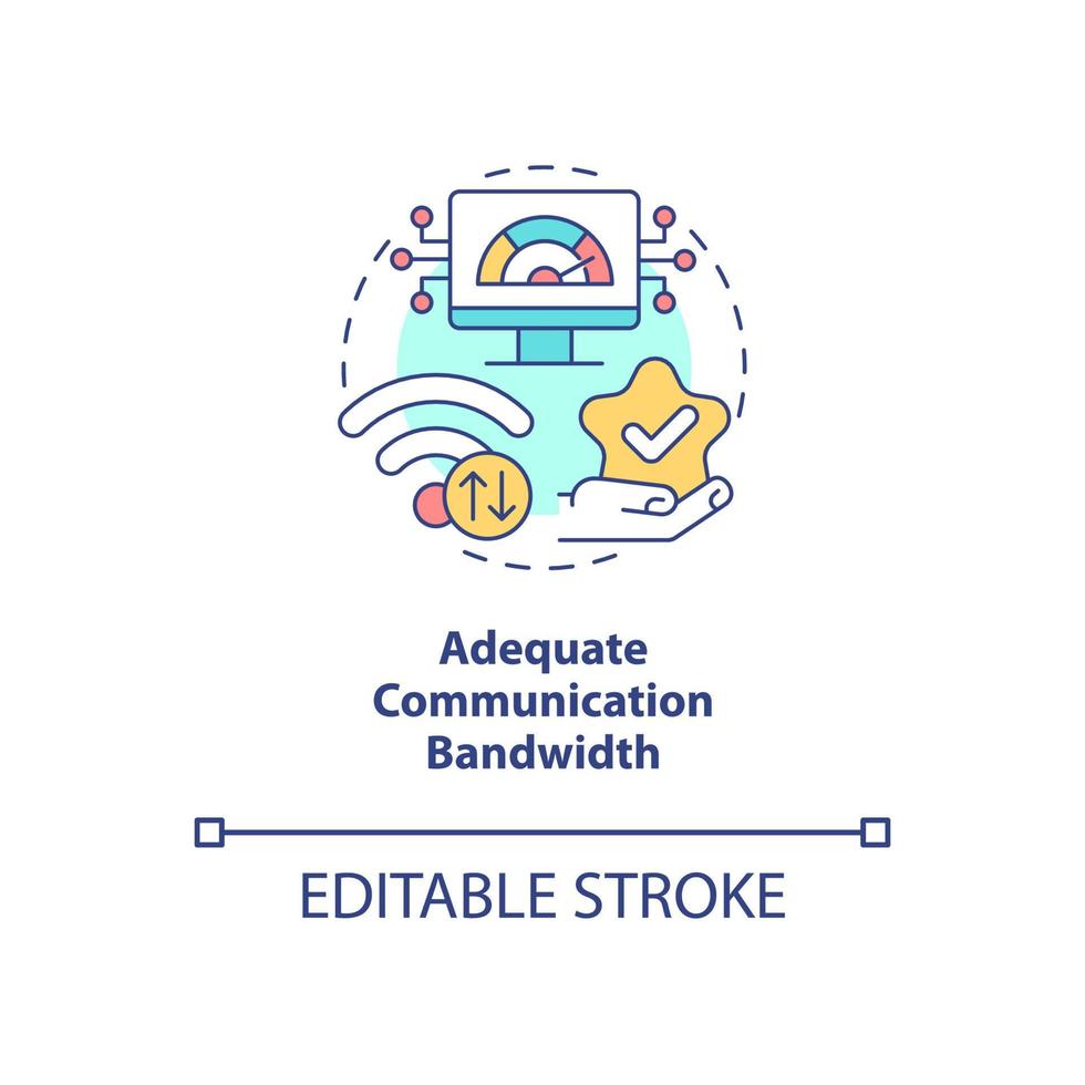 Adequate communication bandwidth concept icon. Sensitive data cyber security abstract idea thin line illustration. Isolated outline drawing. Editable stroke. Roboto-Medium, Myriad Pro-Bold fonts used vector