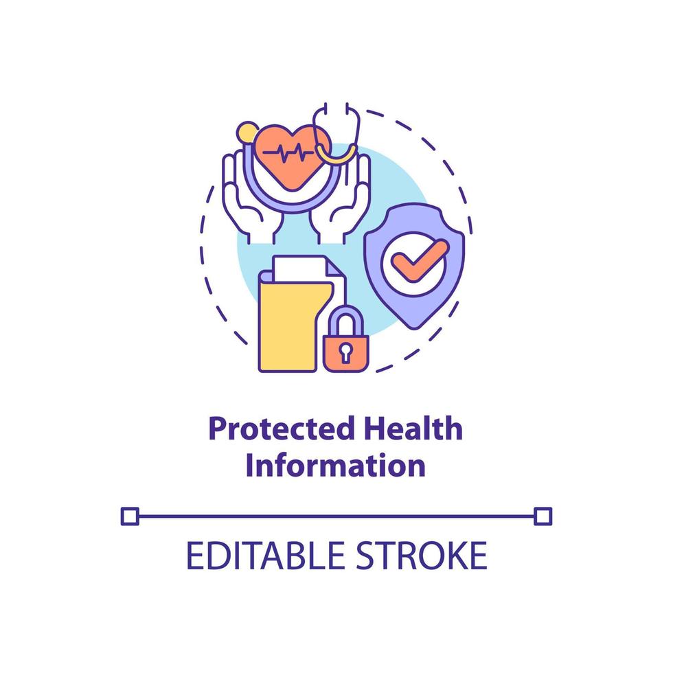 Protected health information concept icon. Sensitive data example abstract idea thin line illustration. Isolated outline drawing. Editable stroke. Roboto-Medium, Myriad Pro-Bold fonts used vector