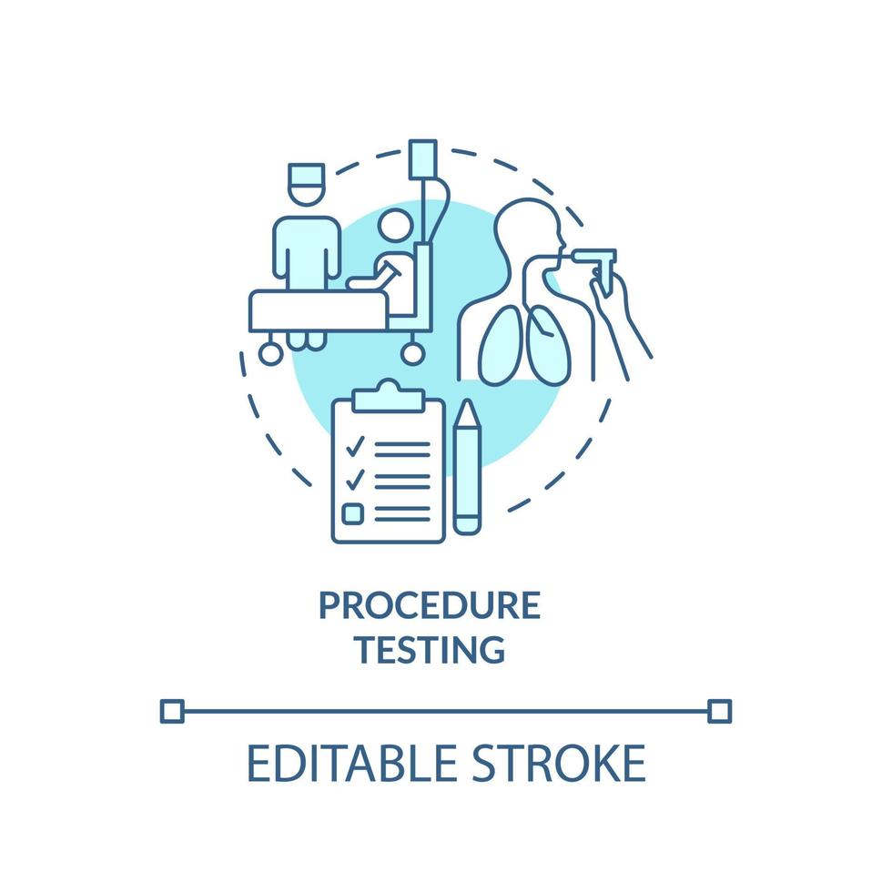 Procedure testing turquoise concept icon. Medical studies. Things to be tested abstract idea thin line illustration. Isolated outline drawing. Editable stroke. Arial, Myriad Pro-Bold fonts used vector