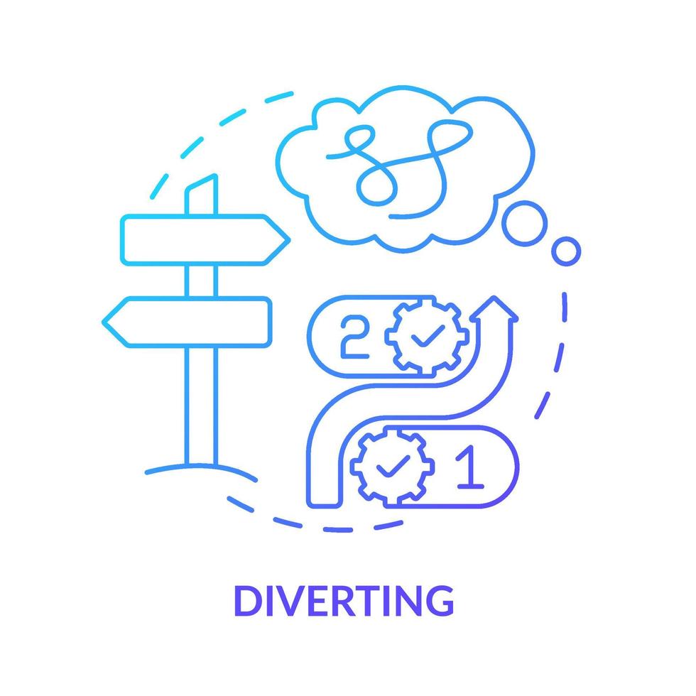 Diverting blue gradient concept icon. Gaslighting behaviour red flag abstract idea thin line illustration. Psychological abuse. Confusing victim. Isolated outline drawing. Myriad Pro-Bold font used vector