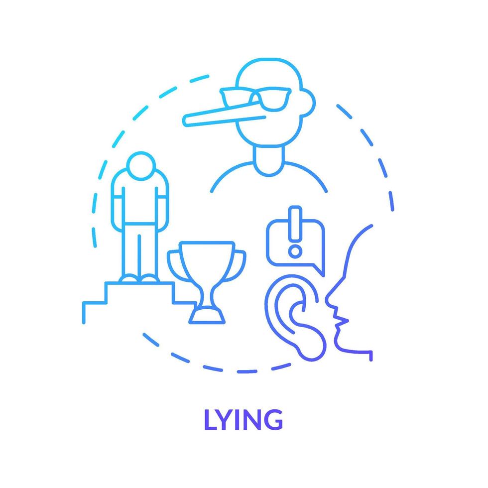 Lying red gradient concept icon. Gaslighting behaviour example abstract idea thin line illustration. Psychological abuse. Falsifying information. Isolated outline drawing. Myriad Pro-Bold font used vector