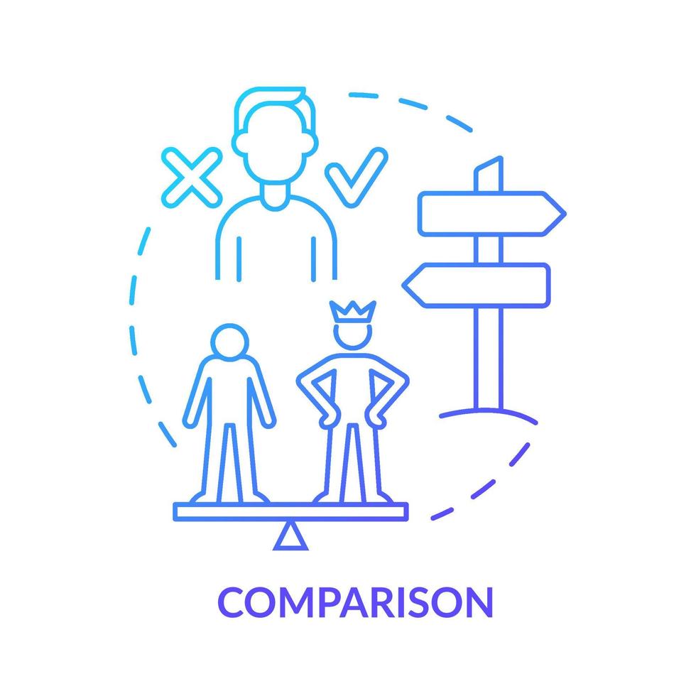 Comparison blue gradient concept icon. Signal of emotional manipulation abstract idea thin line illustration. Abusive relationships. Isolated outline drawing. Myriad Pro-Bold font used vector