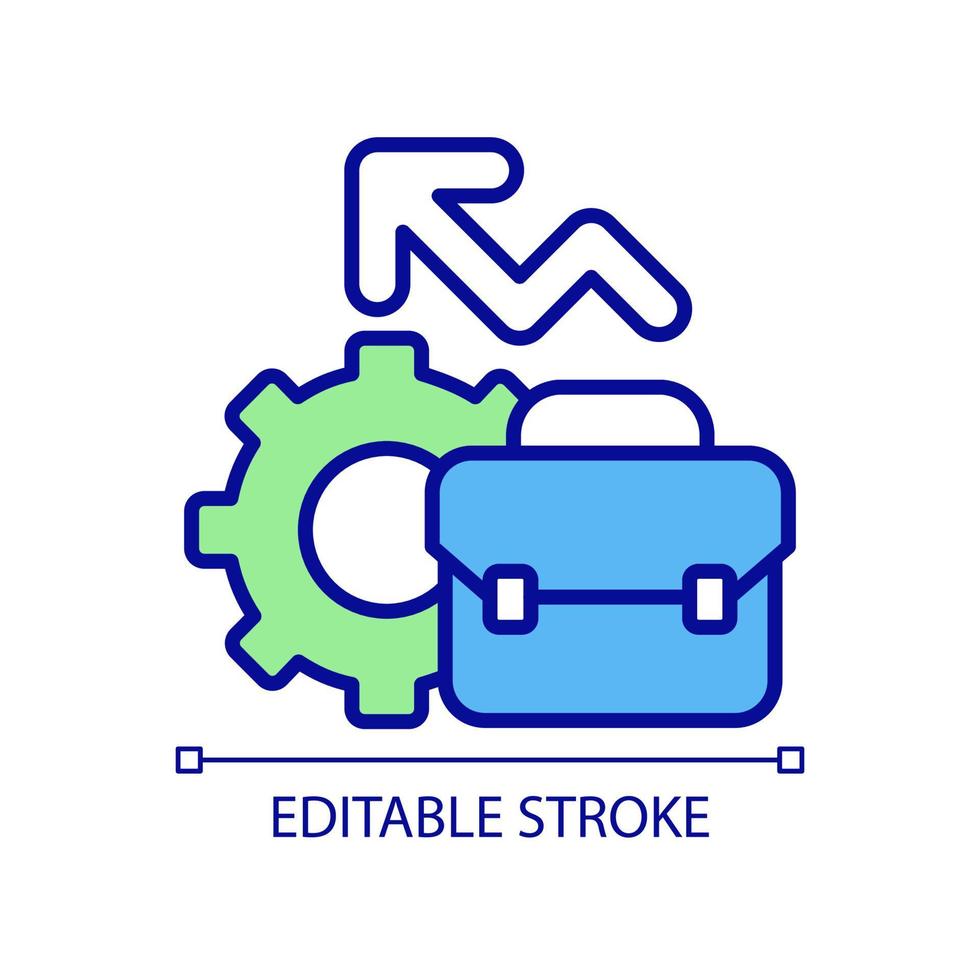 Career and professional growth RGB color icon. Business development. Motivation and achievements. Isolated vector illustration. Simple filled line drawing. Editable stroke. Arial font used