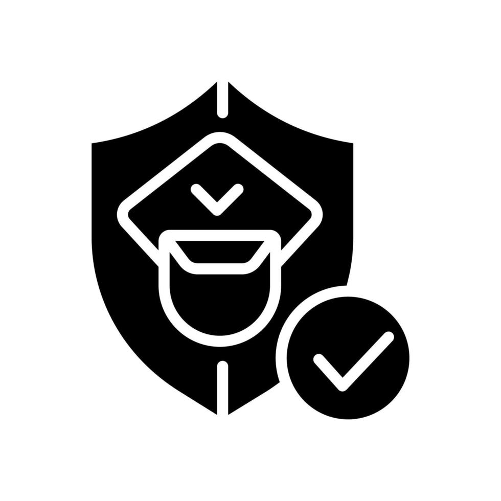 Customs officer black glyph icon. Borders control and security. Enforcement and administration. Police representative. Silhouette symbol on white space. Vector isolated illustration
