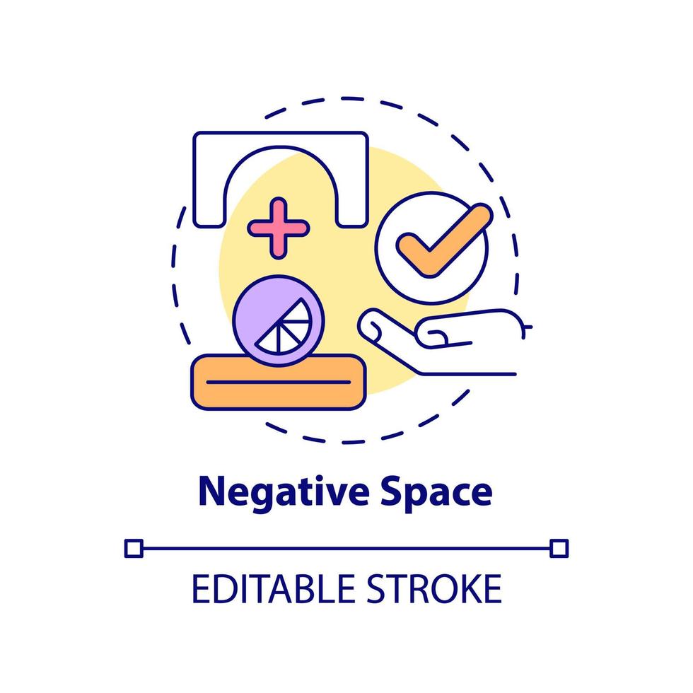 Negative space concept icon. Visual composition. Principles of graphic design abstract idea thin line illustration. Isolated outline drawing. Editable stroke. Arial, Myriad Pro-Bold fonts used vector