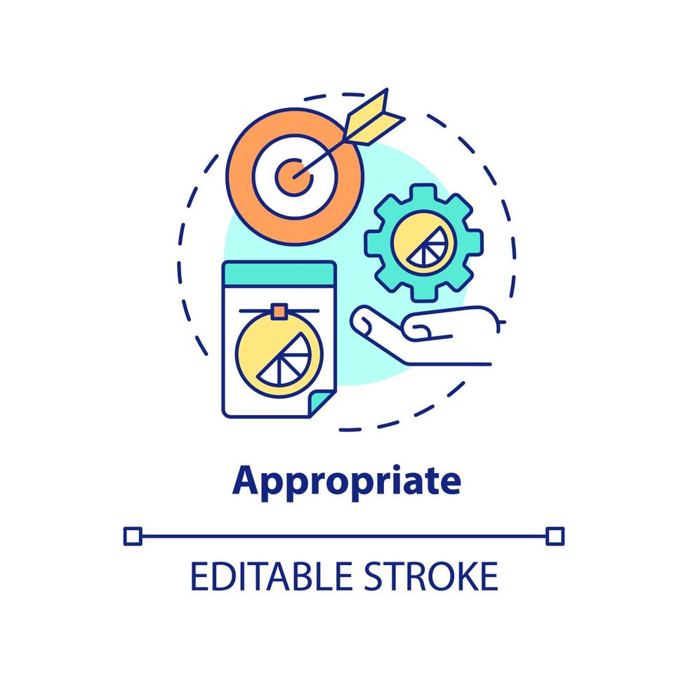 Appropriate concept icon. Business presentation. Perfect logo design characteristics abstract idea thin line illustration. Isolated outline drawing. Editable stroke. Arial, Myriad Pro-Bold fonts used vector