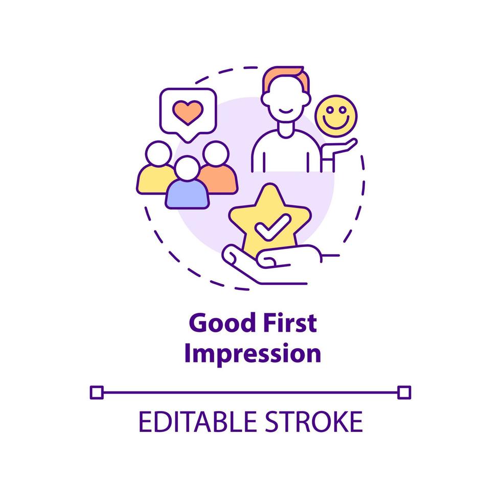 Good first impression concept icon. Professional design importance abstract idea thin line illustration. Isolated outline drawing. Editable stroke. Arial, Myriad Pro-Bold fonts used vector