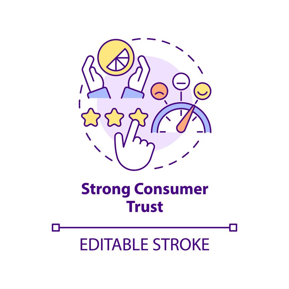 Strong consumer trust concept icon. High website rating. Good design importance abstract idea thin line illustration. Isolated outline drawing. Editable stroke. Arial, Myriad Pro-Bold fonts used vector
