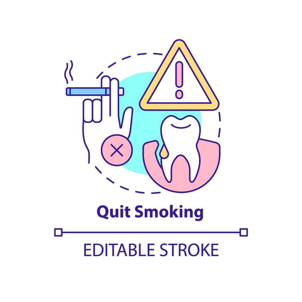 Quit smoking concept icon. Periodontal disease prevention abstract idea thin line illustration. Improving oral health. Isolated outline drawing. Editable stroke. Arial, Myriad Pro-Bold fonts used vector