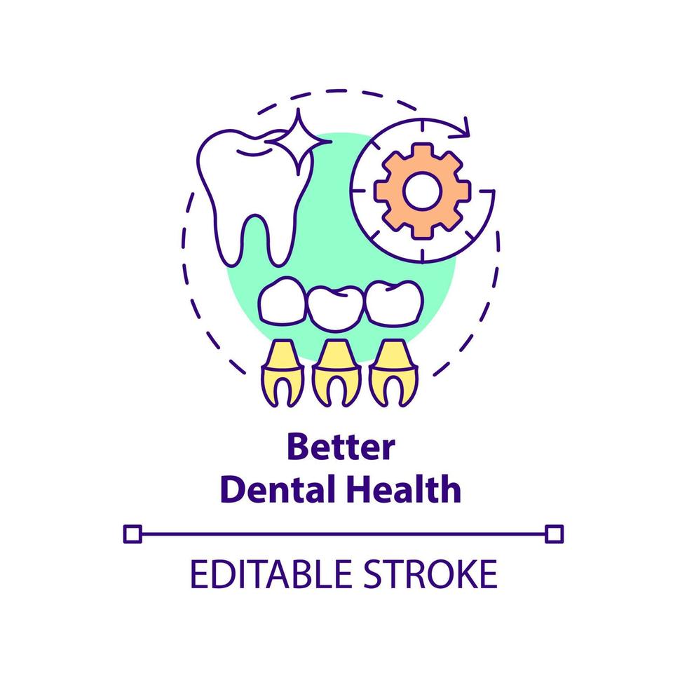 Better dental health concept icon. Cosmetic dentistry advantage abstract idea thin line illustration. Oral hygiene routine. Isolated outline drawing. Editable stroke. Arial, Myriad Pro-Bold fonts used vector