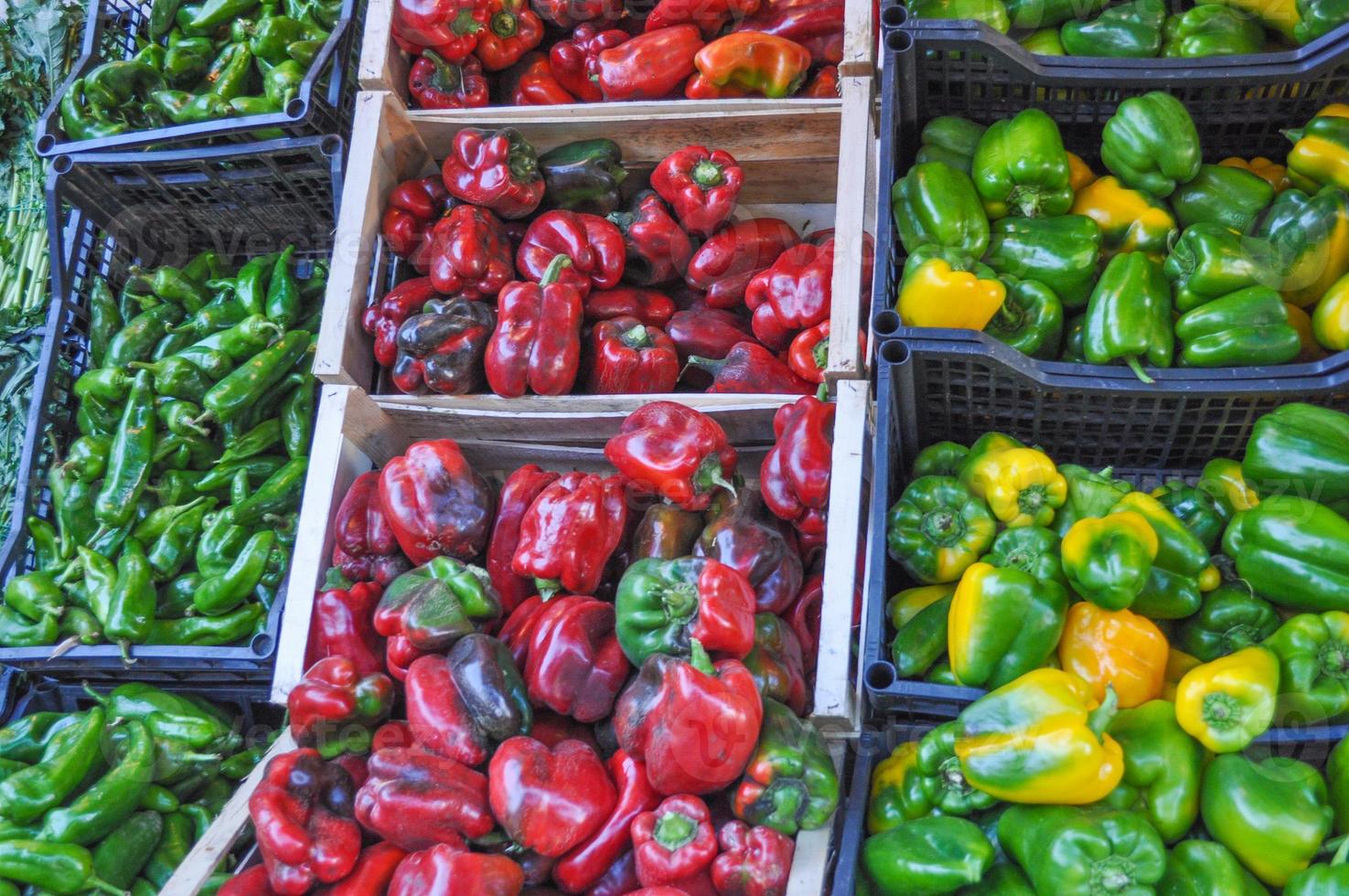 Peppers in a crate photo