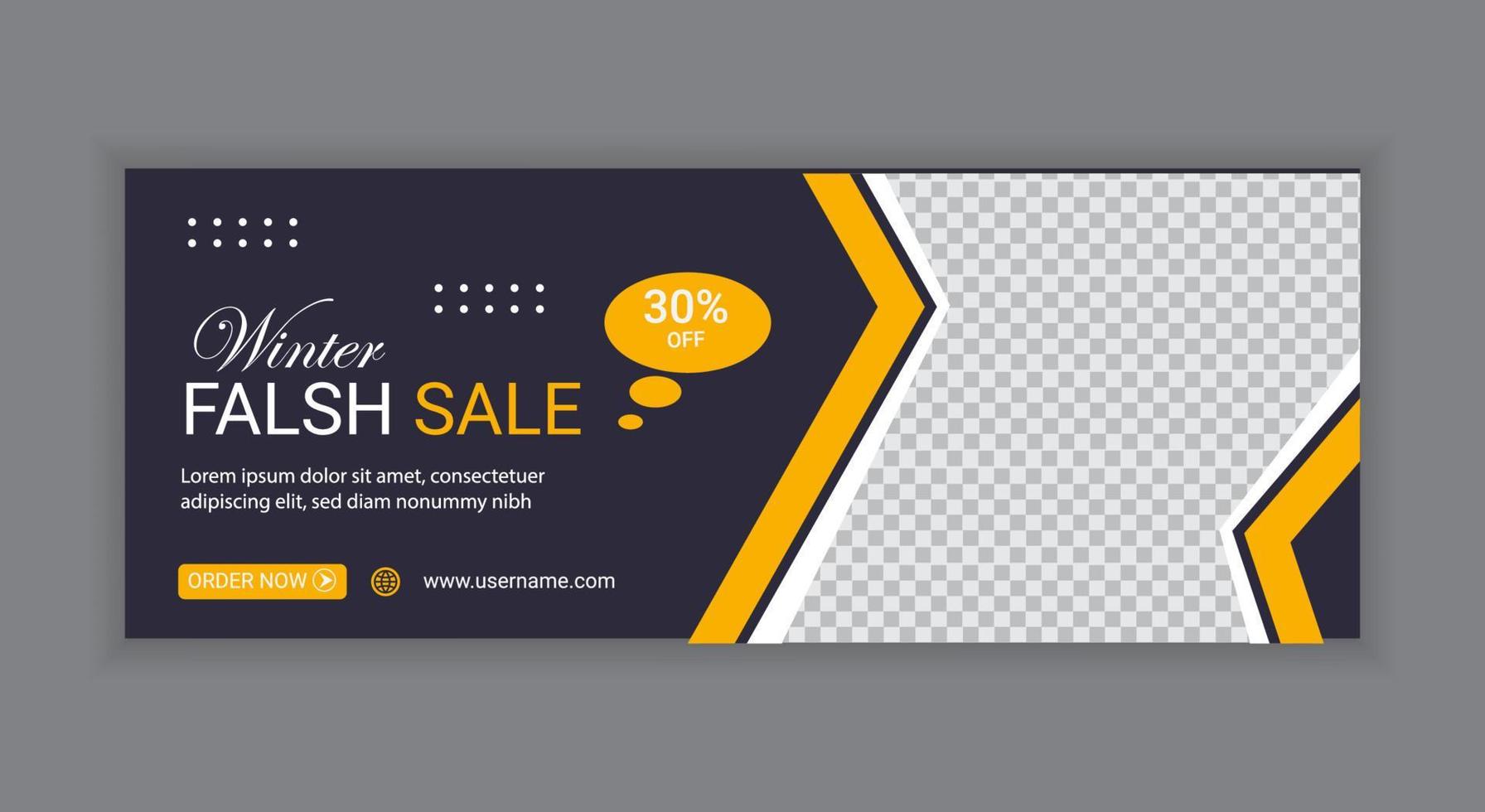 Horizontal Sale banner design template in yellow colour vector
