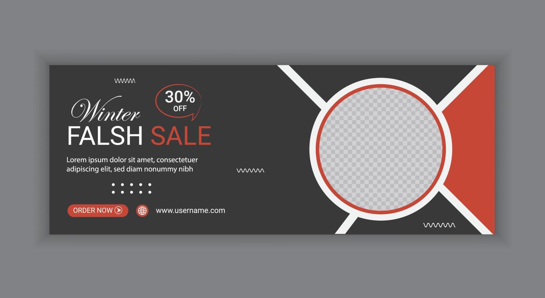 Horizontal Sale banner design template in red colour vector