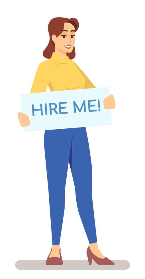 Looking for employment opportunities semi flat RGB color vector illustration. Unemployed woman actively seeking work isolated cartoon character on white background