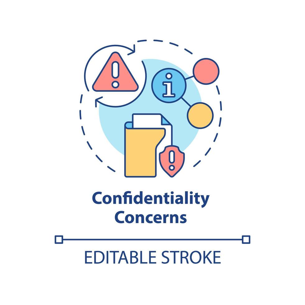 Confidentiality concerns concept icon. Data safety issues. UCaaS risks abstract idea thin line illustration. Isolated outline drawing. Editable stroke. Arial, Myriad Pro-Bold fonts used vector