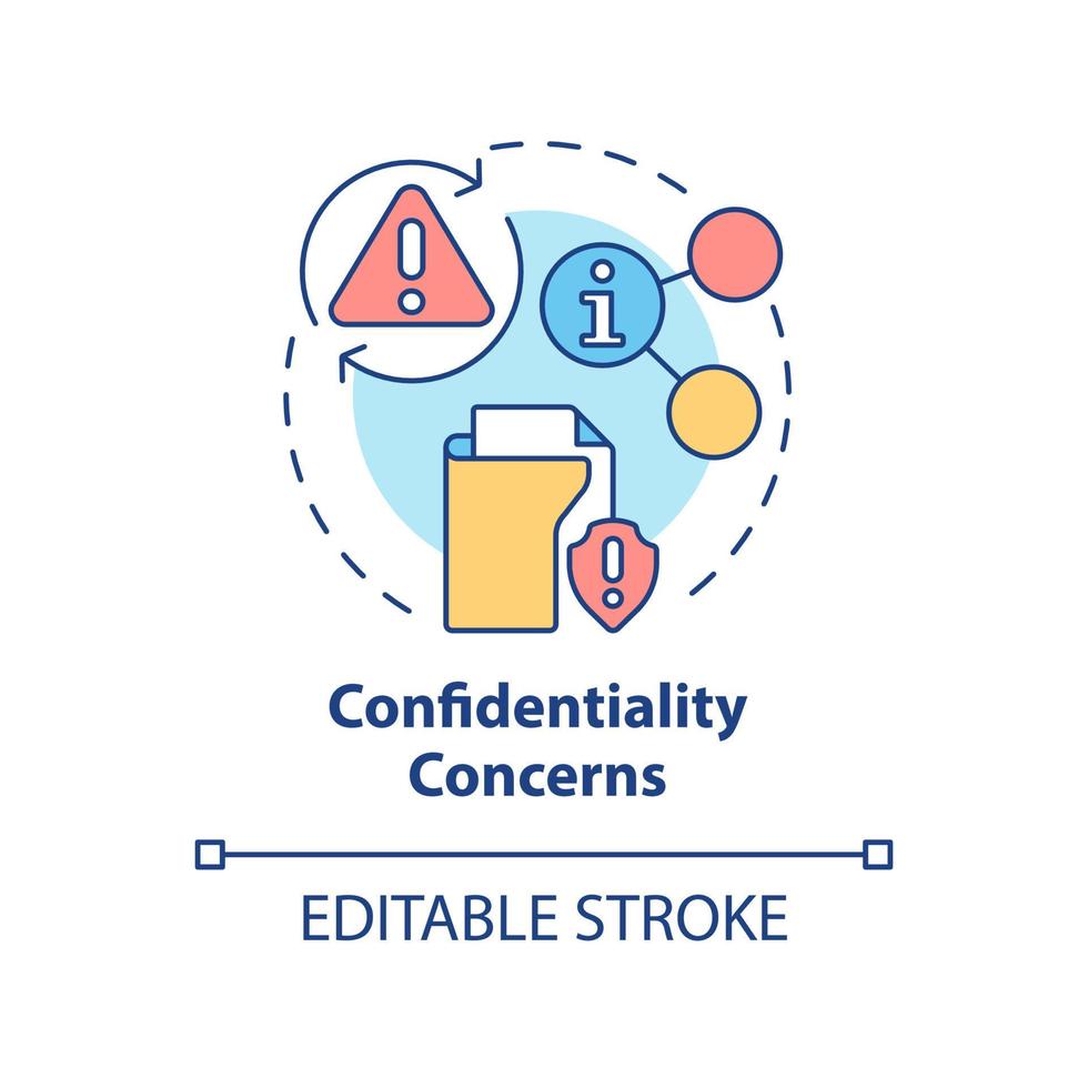 Confidentiality concerns concept icon. Data safety issues. UCaaS risks abstract idea thin line illustration. Isolated outline drawing. Editable stroke. Arial, Myriad Pro-Bold fonts used vector