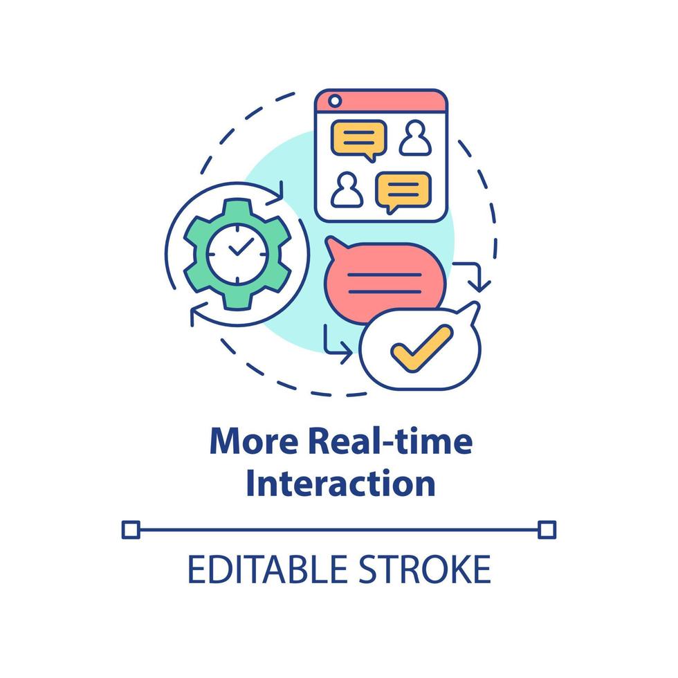 More real-time interaction concept icon. Live chat. Benefits of UCaaS using abstract idea thin line illustration. Isolated outline drawing. Editable stroke. Arial, Myriad Pro-Bold fonts used vector