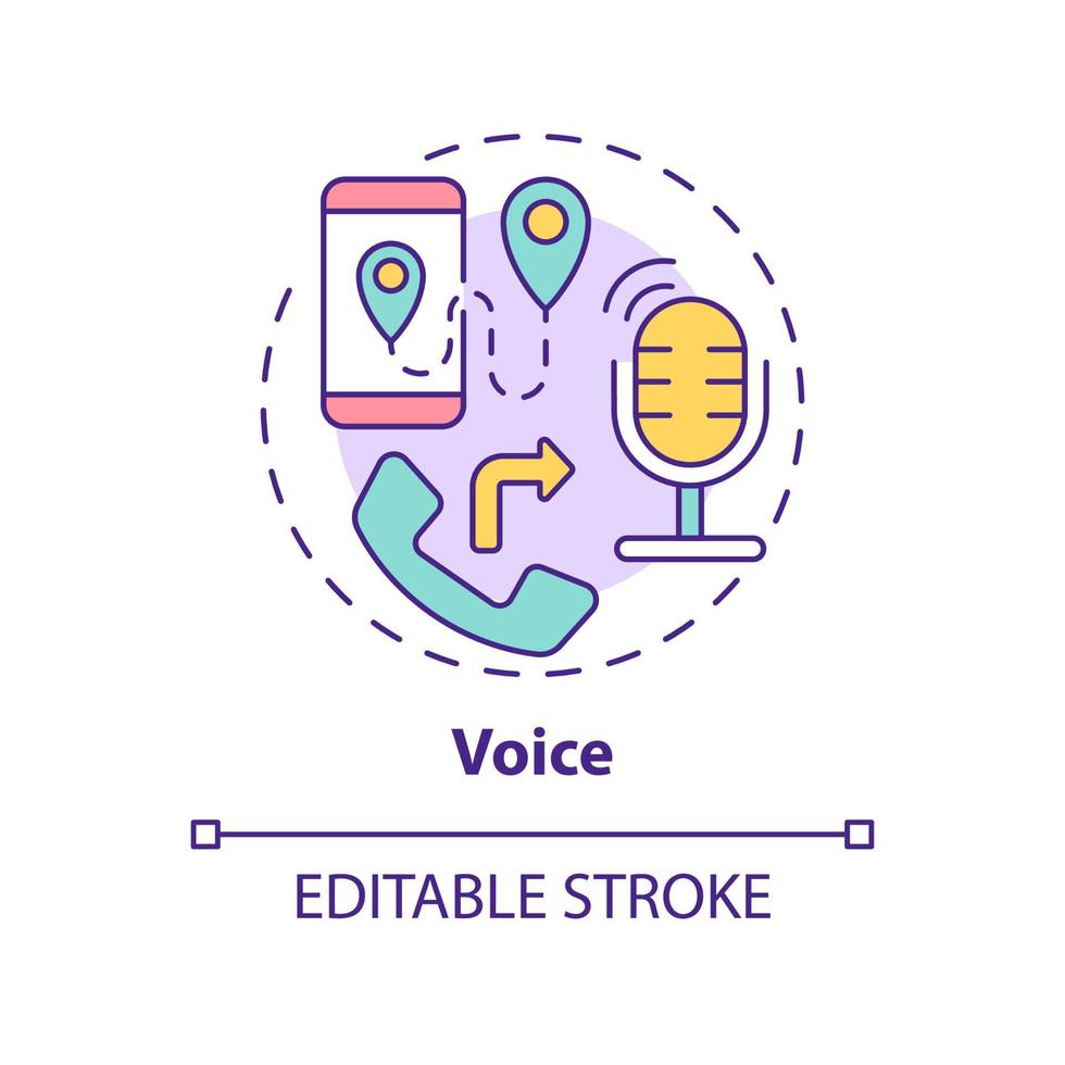Voice concept icon. Phone service. Calling and communication. UCaaS function abstract idea thin line illustration. Isolated outline drawing. Editable stroke. Arial, Myriad Pro-Bold fonts used vector