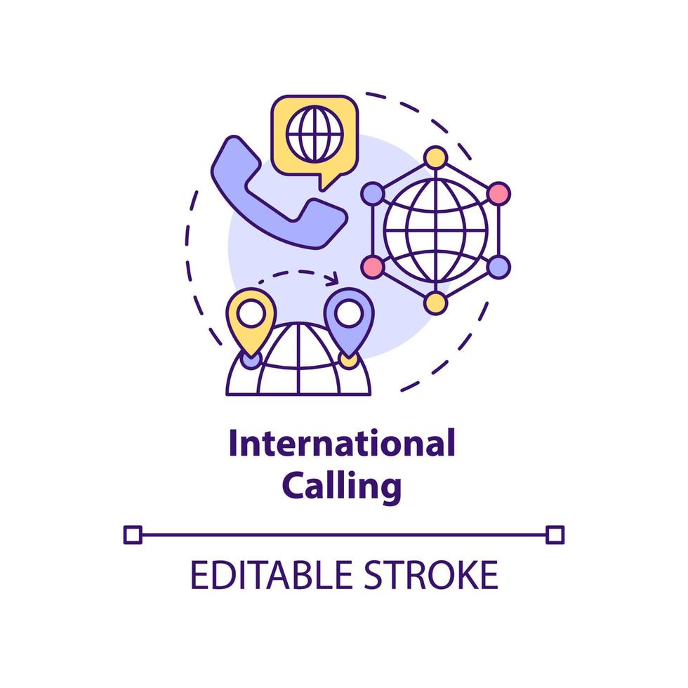 International calling concept icon. Global network. VOIP benefits for users abstract idea thin line illustration. Isolated outline drawing. Editable stroke. Arial, Myriad Pro-Bold fonts used vector