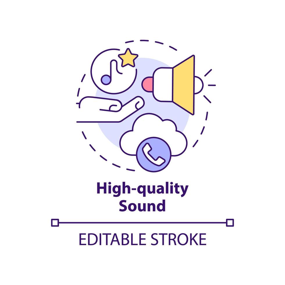 High-quality sound concept icon. Audio message. Benefits of VOIP usage abstract idea thin line illustration. Isolated outline drawing. Editable stroke. Arial, Myriad Pro-Bold fonts used vector