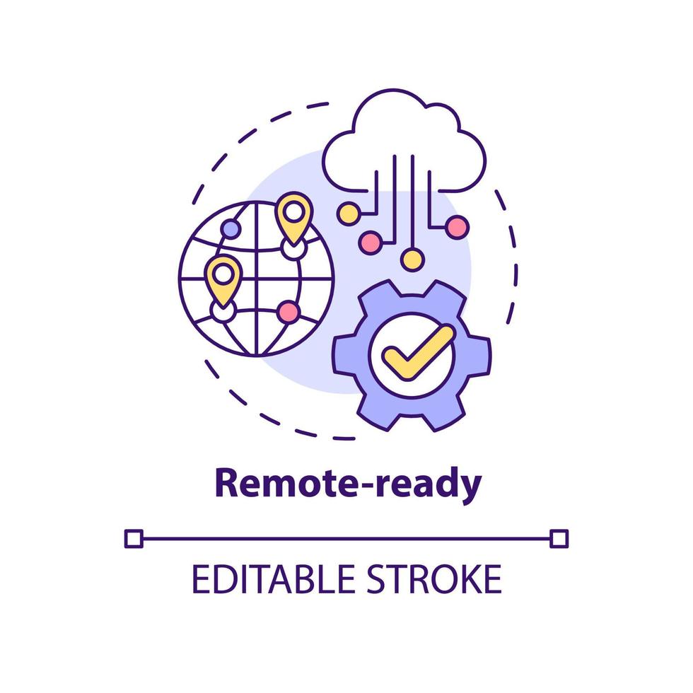 Remote-ready concept icon. Cloud delivered service. Benefits of VOIP system abstract idea thin line illustration. Isolated outline drawing. Editable stroke. Arial, Myriad Pro-Bold fonts used vector