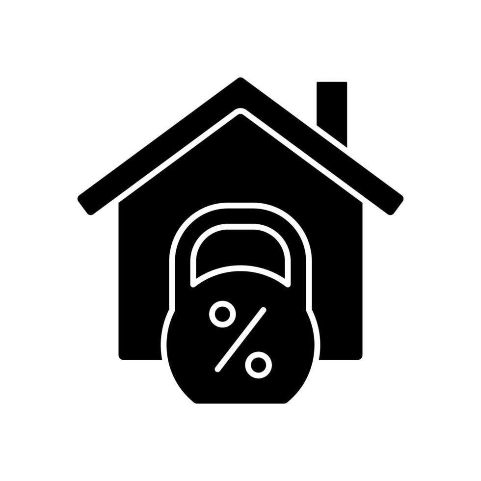 House mortgage black glyph icon. Bank loan for buying home. Property sale and purchase. Real estate ownership. Silhouette symbol on white space. Solid pictogram. Vector isolated illustration