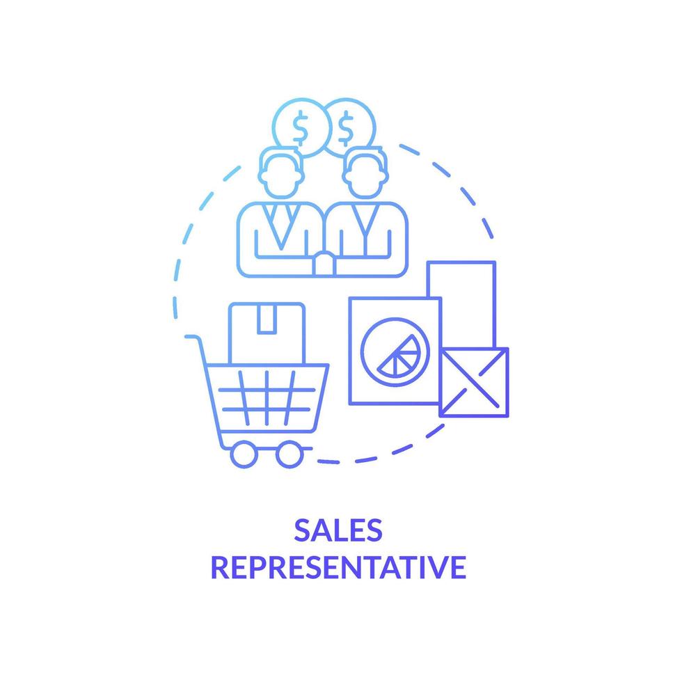 Sales representative blue gradient concept icon. Business management careers abstract idea thin line illustration. Isolated outline drawing. Roboto-Medium, Myriad Pro-Bold fonts used vector