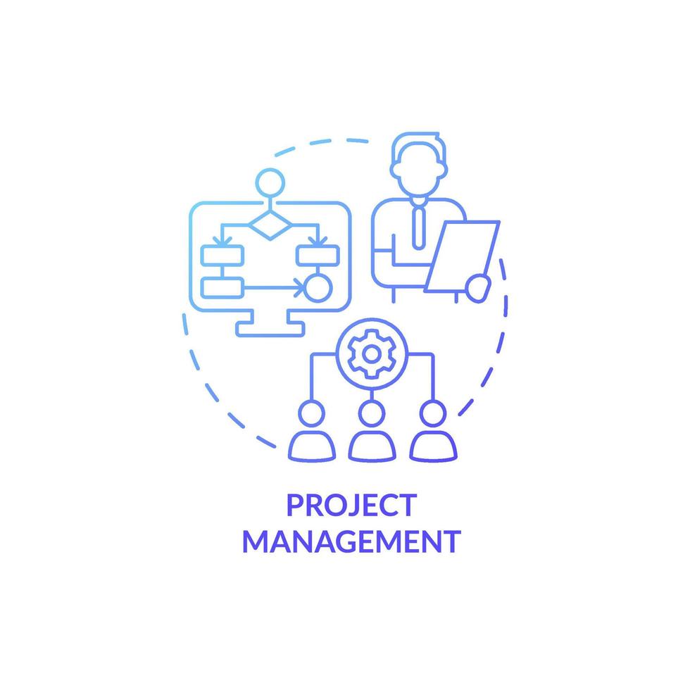 Project management blue gradient concept icon. Skills and experience ...