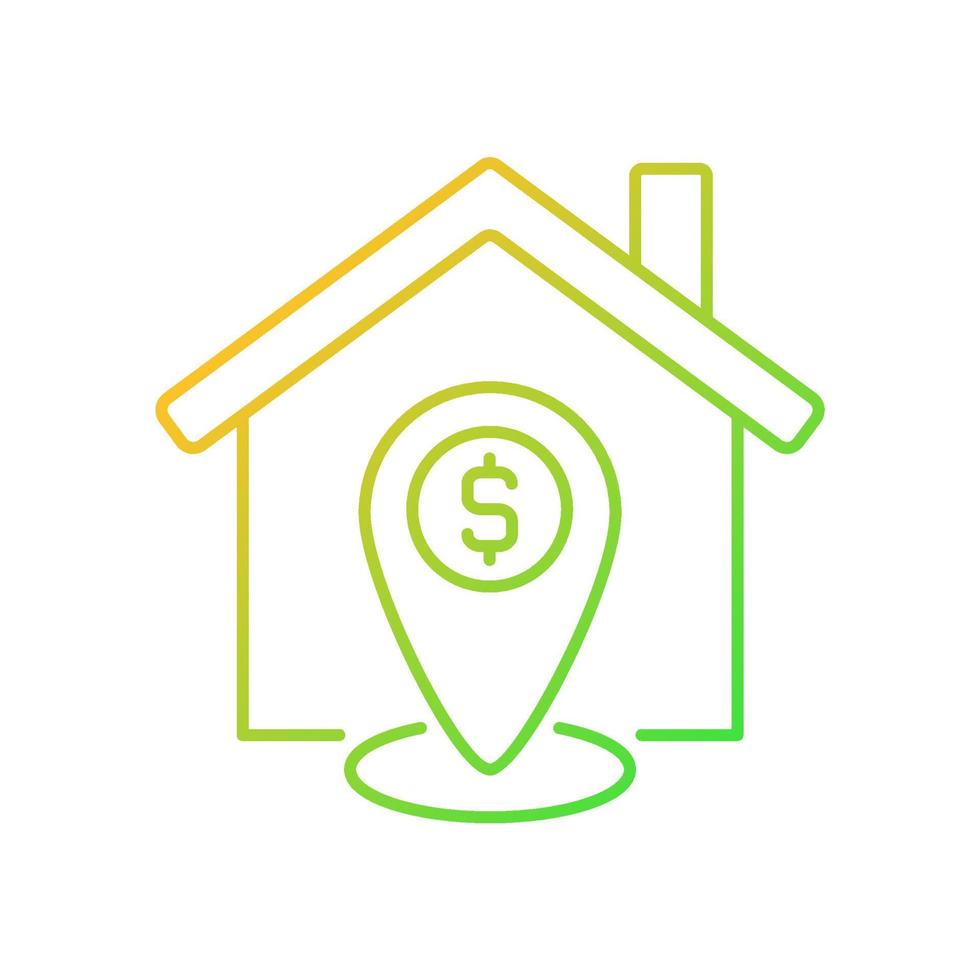 Property location estimation gradient linear vector icon. Real estate assessment. Infrastructure, view. Property sale. Thin line color symbol. Modern style pictogram. Vector isolated outline drawing