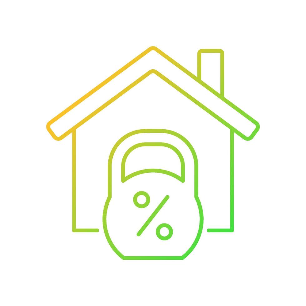 House mortgage gradient linear vector icon. Bank loan for buying home. Property sale. Real estate ownership. Thin line color symbol. Modern style pictogram. Vector isolated outline drawing
