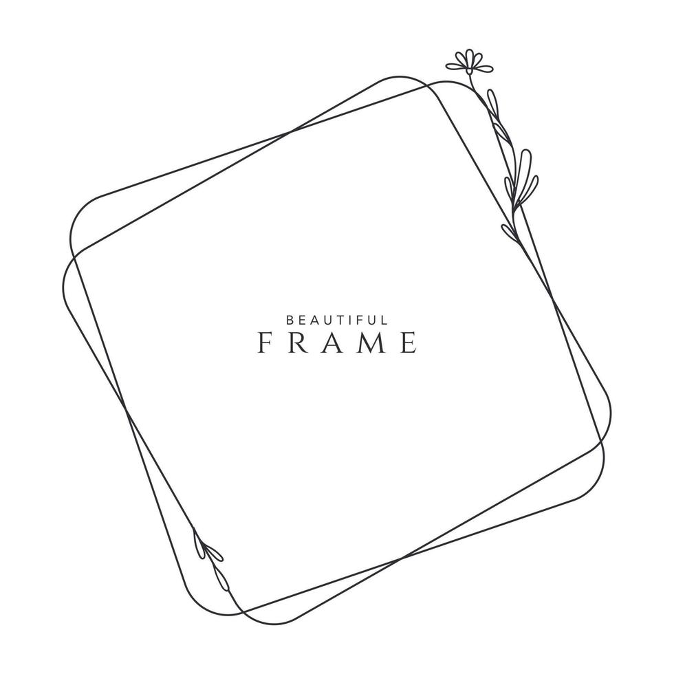 flower frame logo wedding frame square geometric invitation card template hand-drawn vector illustration