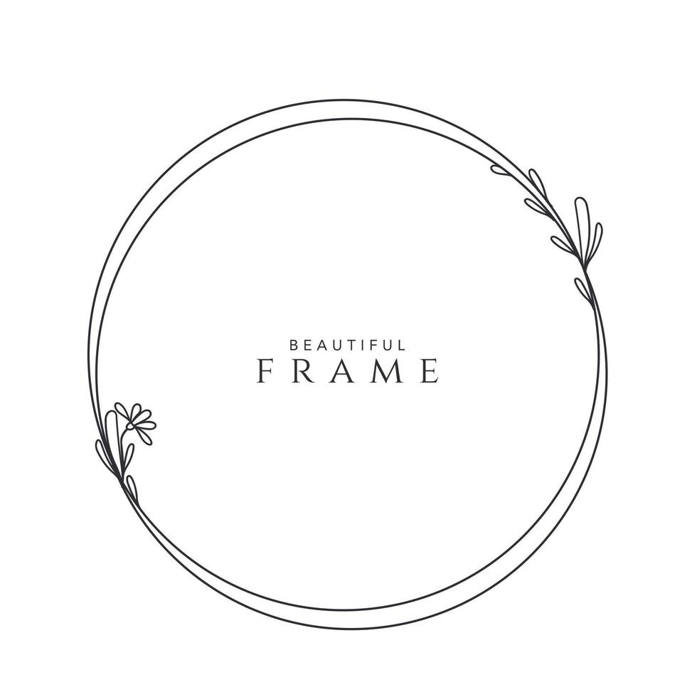 flower frame logo wedding frame template round geometric invitation card hand-drawn vector illustration