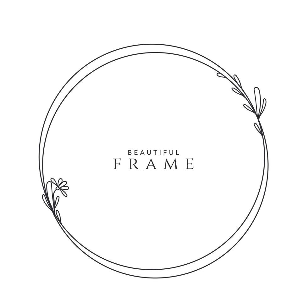 flower frame logo wedding frame template round geometric invitation card hand-drawn vector illustration