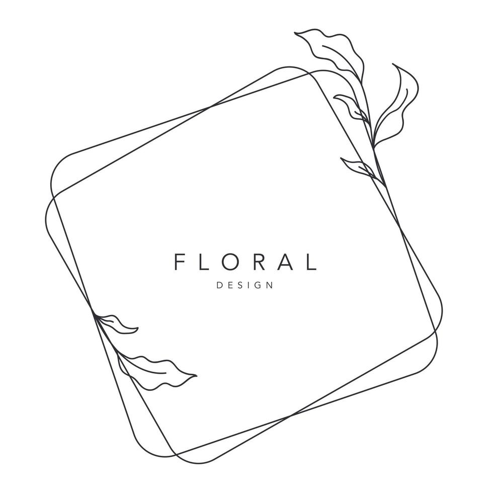 flower frame logo wedding frame square geometric invitation card template hand-drawn vector illustration