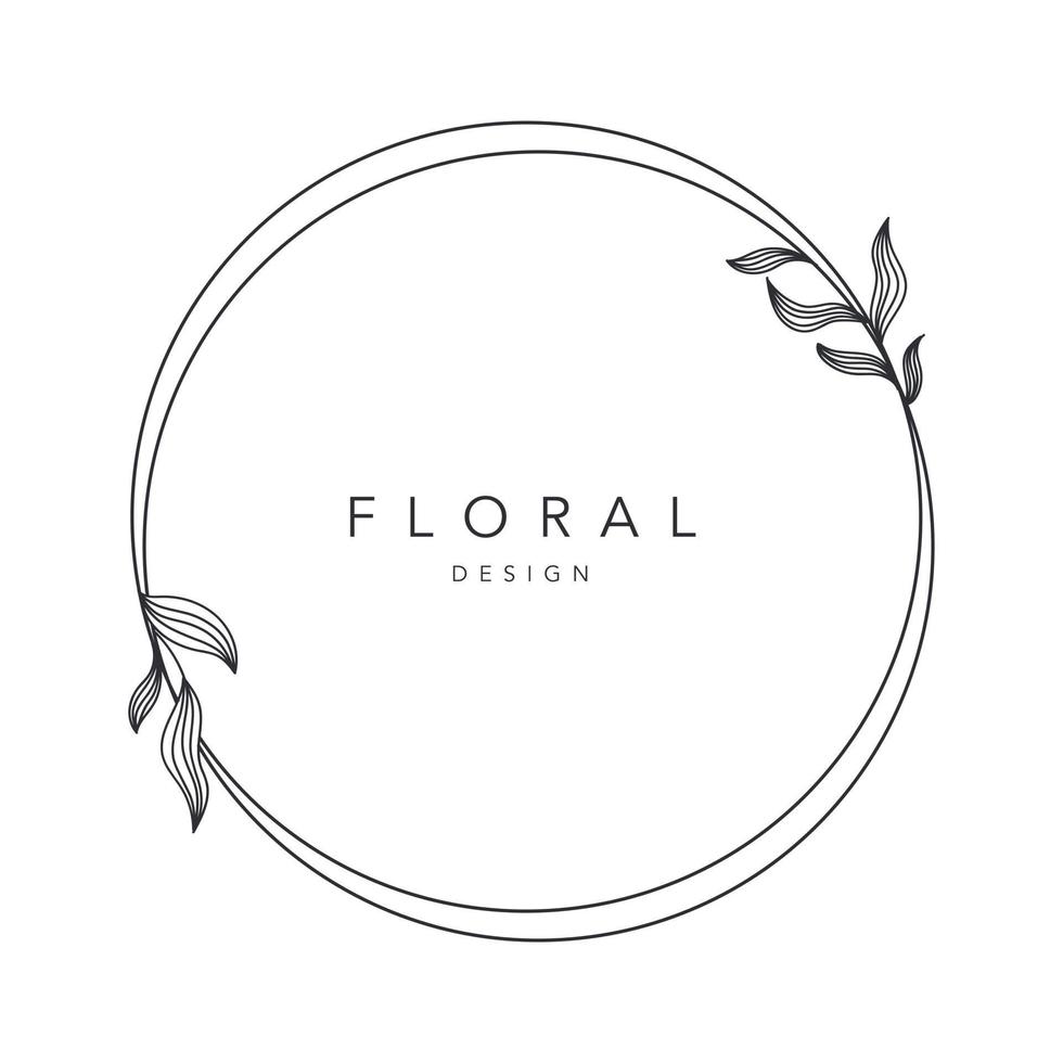 logotipo de marco de flores plantilla de marco de boda tarjeta de invitación geométrica redonda ilustración vectorial dibujada a mano vector