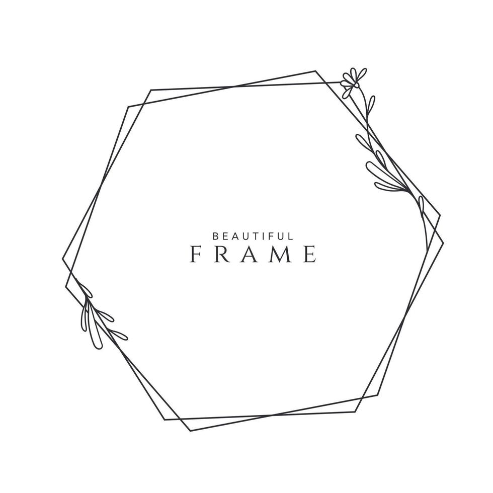 flower frame logo wedding frame hexagon geometric invitation card