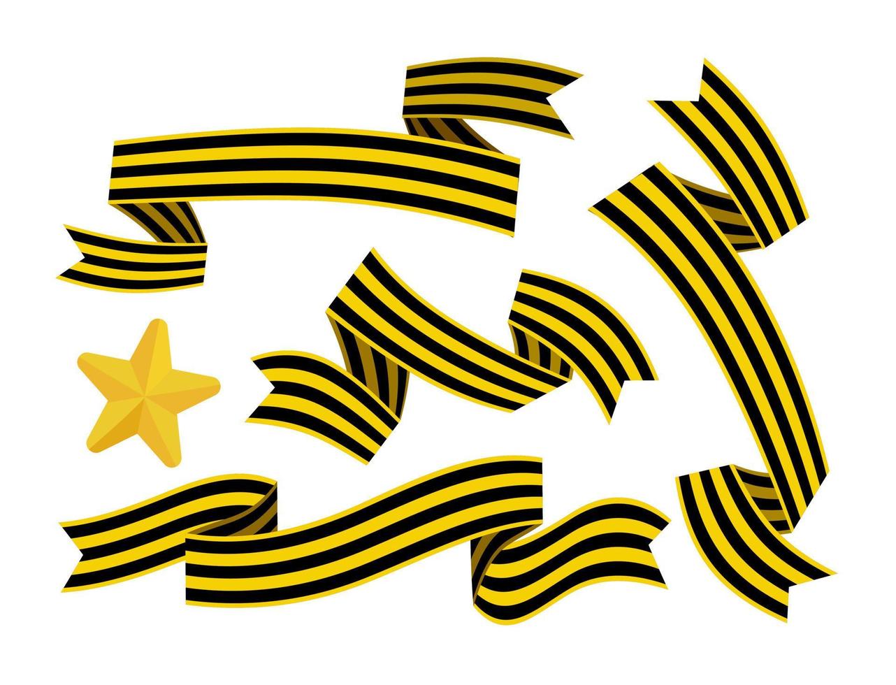 dia de la victoria 9 de mayo simbolos de la fiesta laurel ramas estrellas st. Ilustración de vector de cinta de george