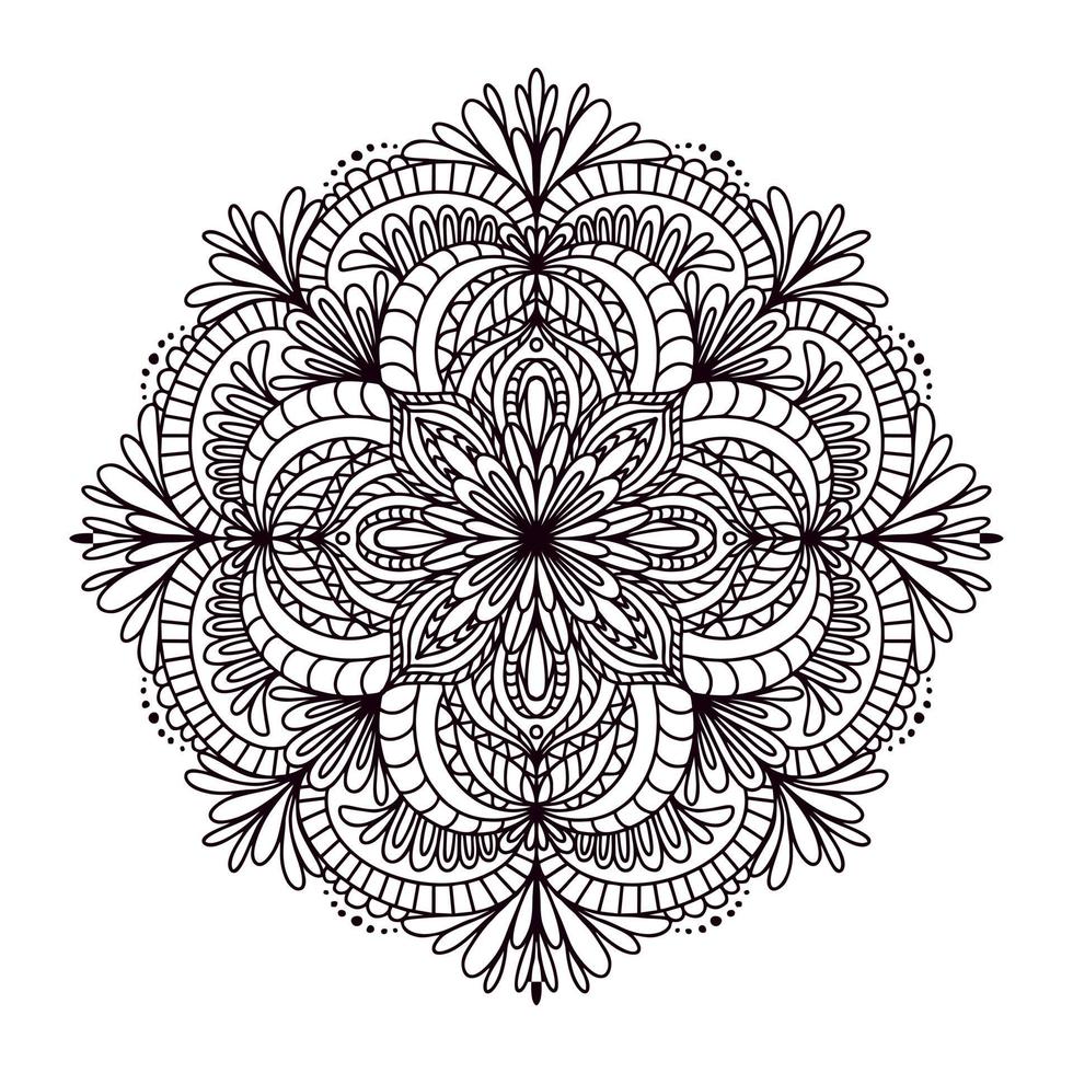 patrón de mandala libro para colorear diseño de papel tapiz patrón de encaje y tatuaje yoga ilustración vectorial sobre fondo blanco vector