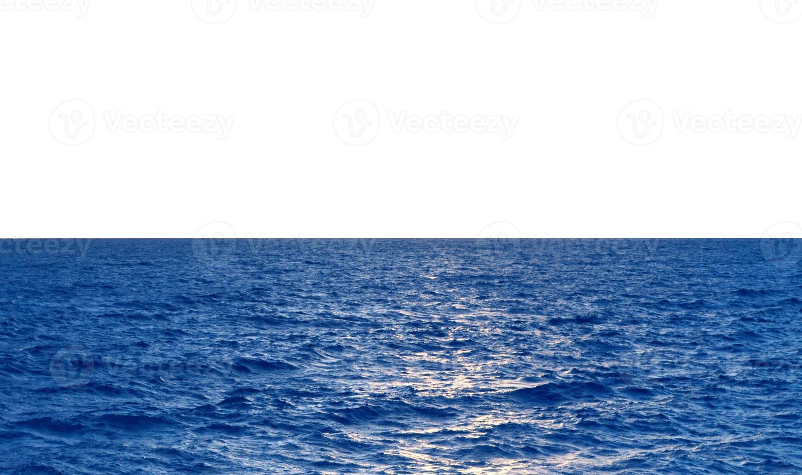 Blue sea waves over white background horizon photo