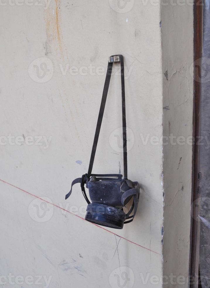 dust and chemicals protection mask in building site photo
