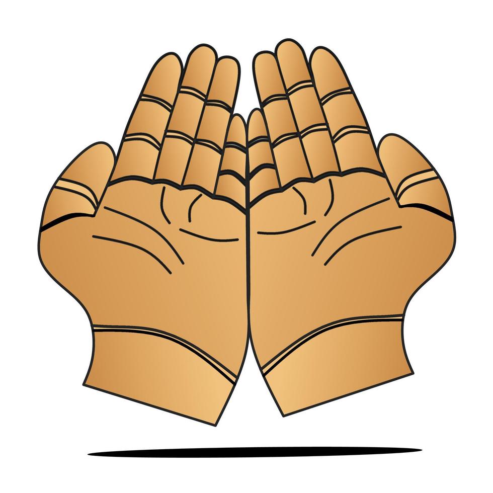 An illustration of 2 hands looking up as a symbol of prayer vector