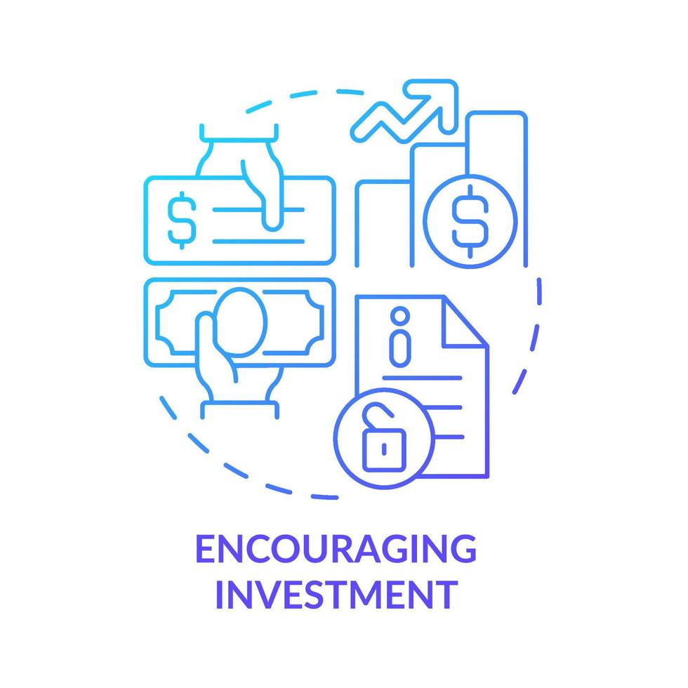 alentar la inversión icono de concepto de gradiente azul. beneficios de la claridad empresarial idea abstracta ilustración de línea delgada. dibujo de contorno aislado. roboto-medium, innumerables fuentes pro-bold utilizadas vector