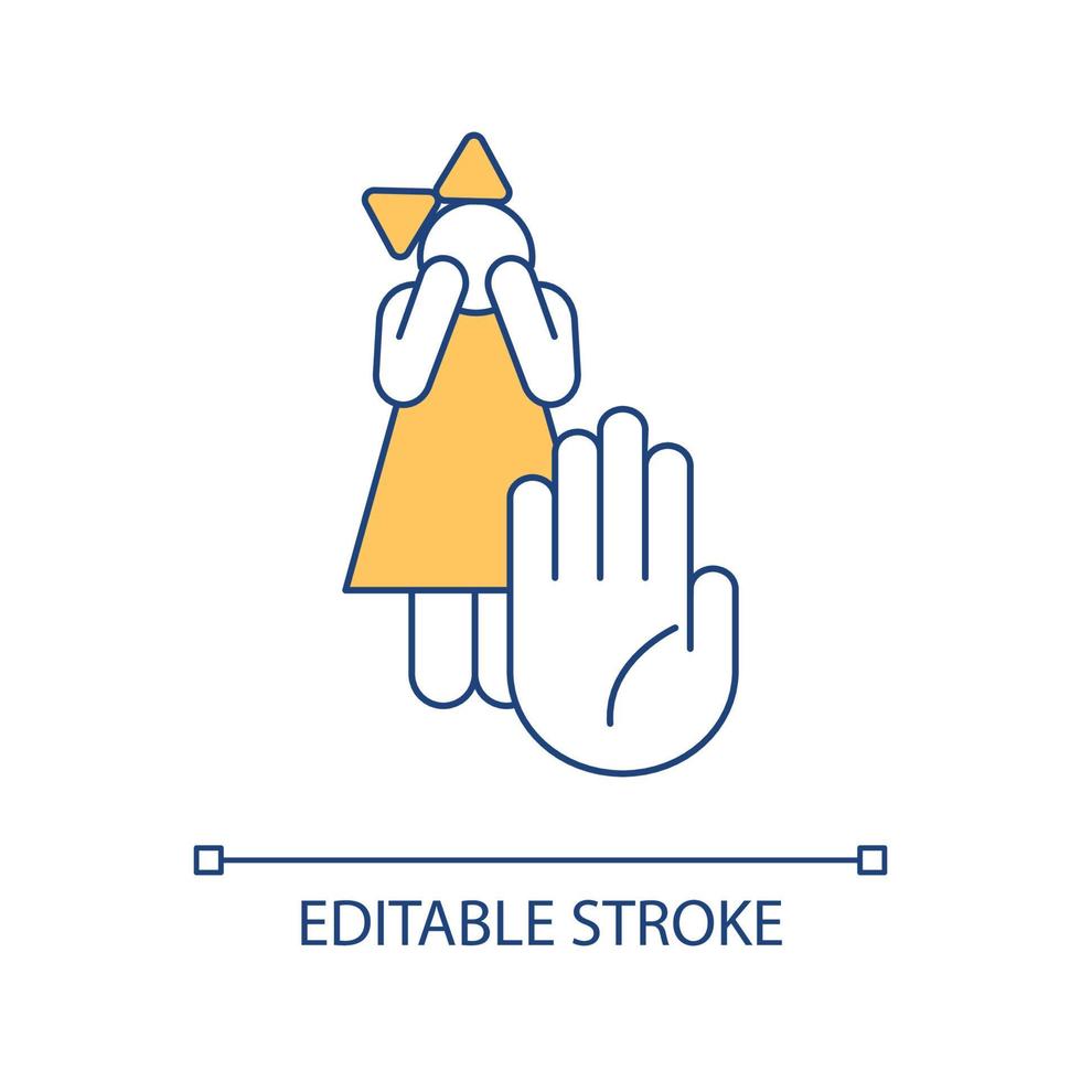 Protect child from stress RGB color icon. Avoid involving kid in family conflicts. Safe childhood. Isolated vector illustration. Simple filled line drawing. Editable stroke. Arial font used